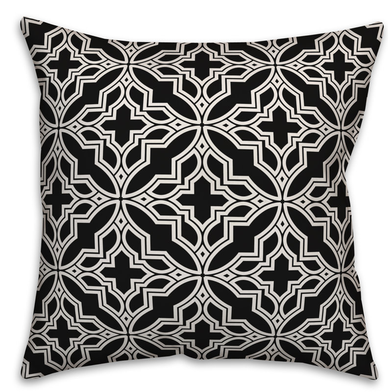  Housse de coussin géométrique et insert Geo, 20 po x 20 po, Noir, Polyester / bourre en polyester
