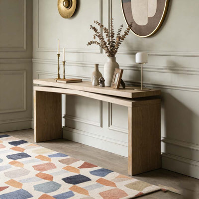 65-Inch Rustic Solid Wood Veneer Console Table