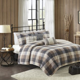 Ridge 6 Piece Printed Herringbone Quilt Set with Throw Pillows