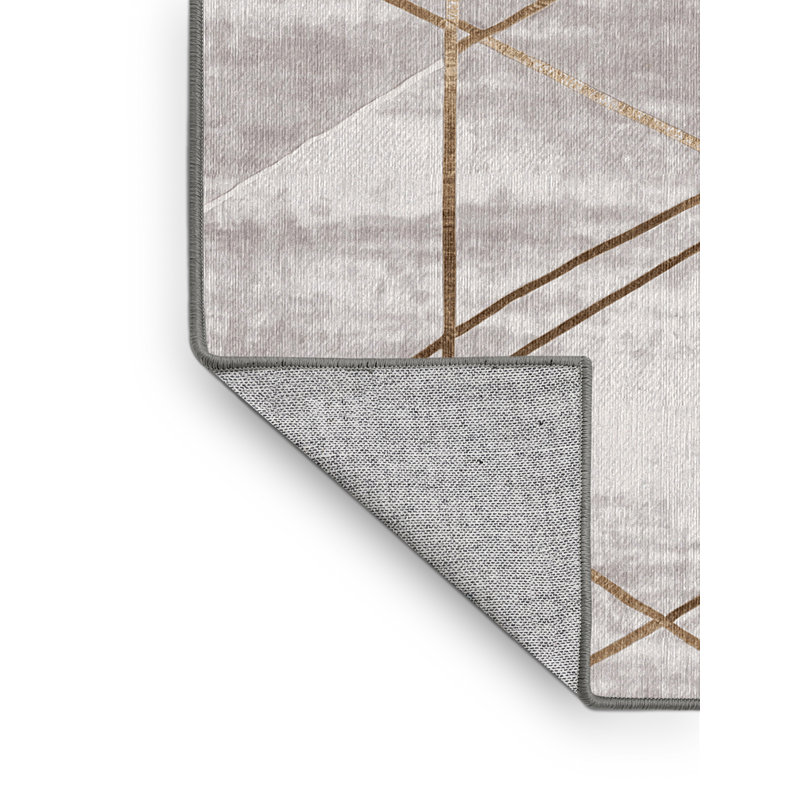 Tapis gris lavable à la machine, Rond 5 pi