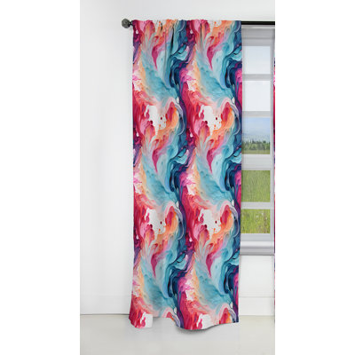 Pink And Blue Reverie Marble I - Abstract Marble Curtain - Blackout Marble Curtain - 1 Panels