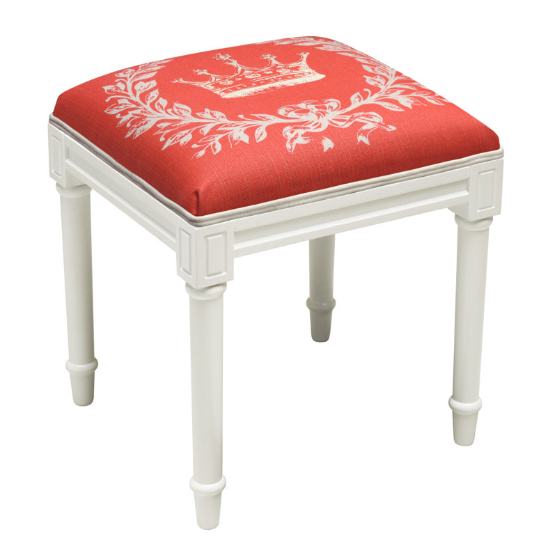 Tabouret de coiffeuse Crown, Blanc/Corail