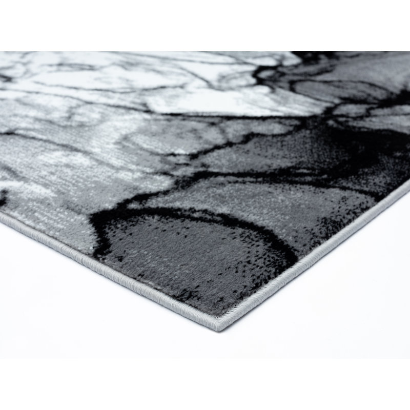 Tapis gris / noir Devola, Tapis de couloir 2 pi 2 po x 7 pi 8 po