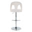Tabouret de bar réglable en métal chromé et tissu blanc neige avec repose-pieds arrondi en T - ensemble de 2-1490528876