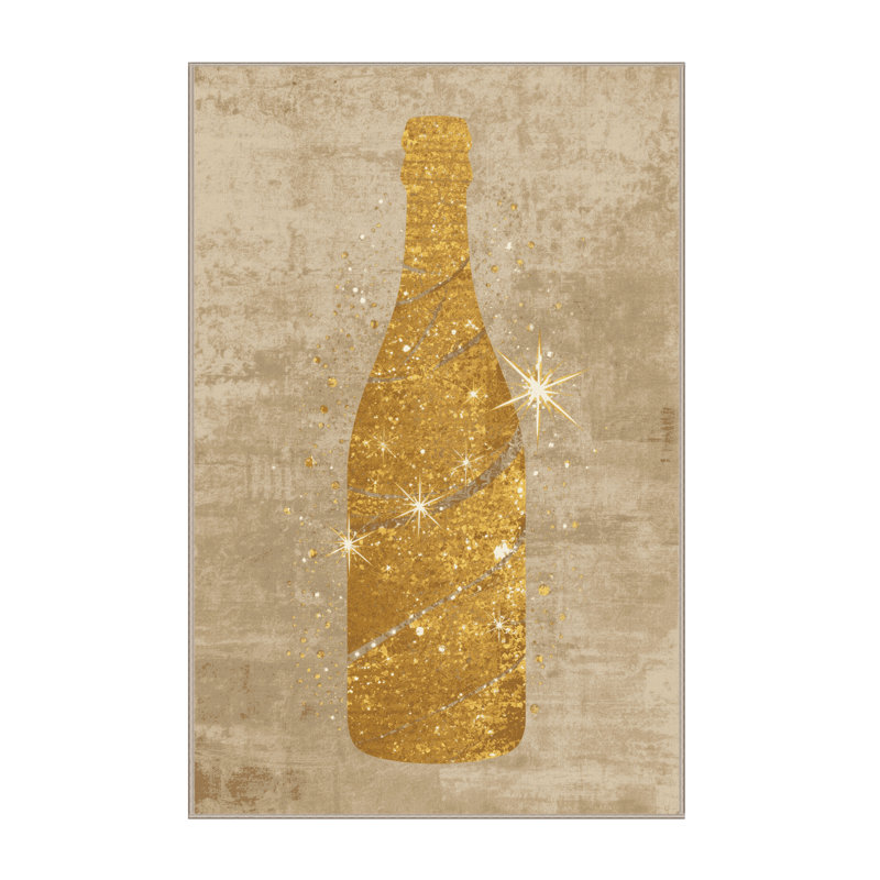 Tapis abstrait moderne et contemporain lavable à la machine Hartsdale New Years - beige, 4 x 6