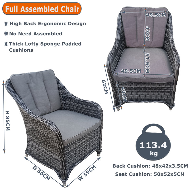 Rectangular 7 - Piece 6 - Person 160Cm L Outdoor Lounge Table Set