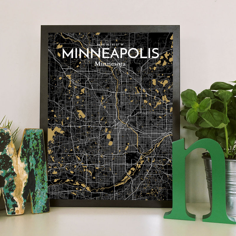 Minneapolis City Map 1 Piece Wall Art, 61cm H x 45.7cm W x 0.13cm D