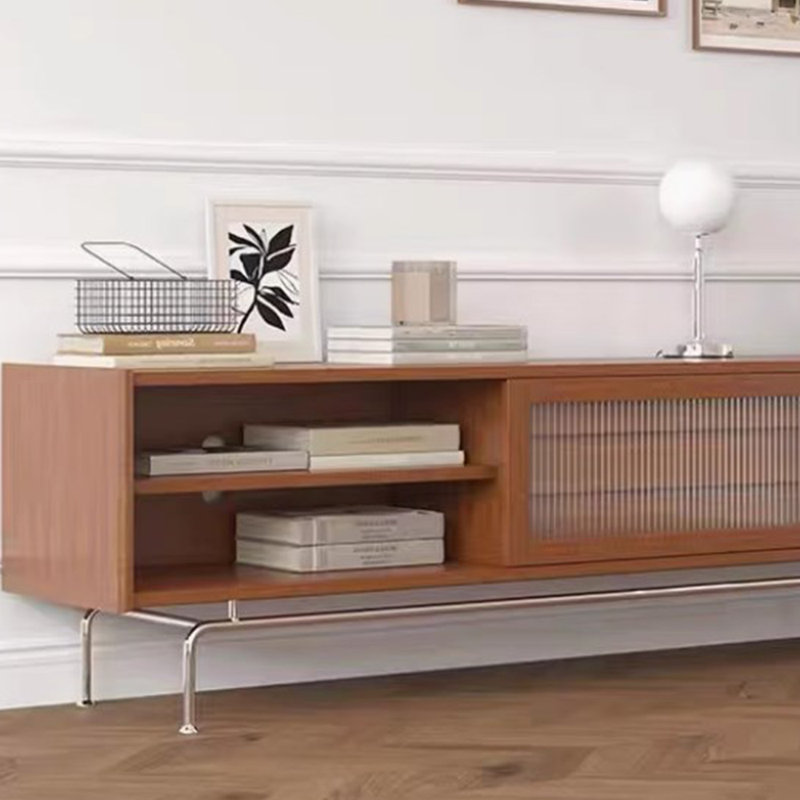 Meuble télé simple en bois massif de style médiéval, Brun, 78.74"