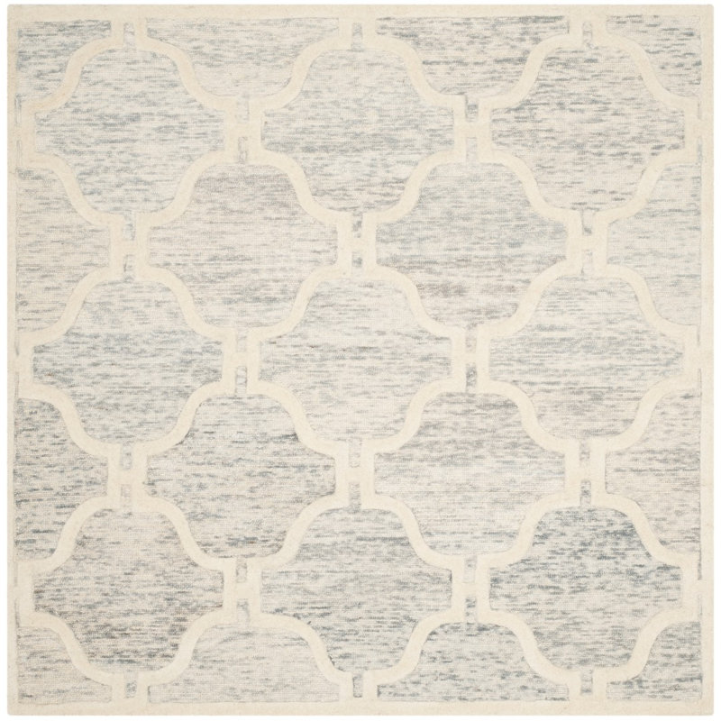 Cannen Hand Tufted Wool Geometric Rug, Square 6'