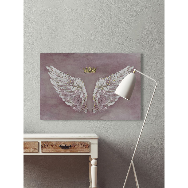 Wings And A Crown - peinture sur toile tendue, H 12 po x l 18 po x 1,5 po