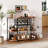 Wine Bar Cabinet with Power Outlet & LED Lights, 4-Tier Storage Bar Table with Glass Holder for Home-278262995