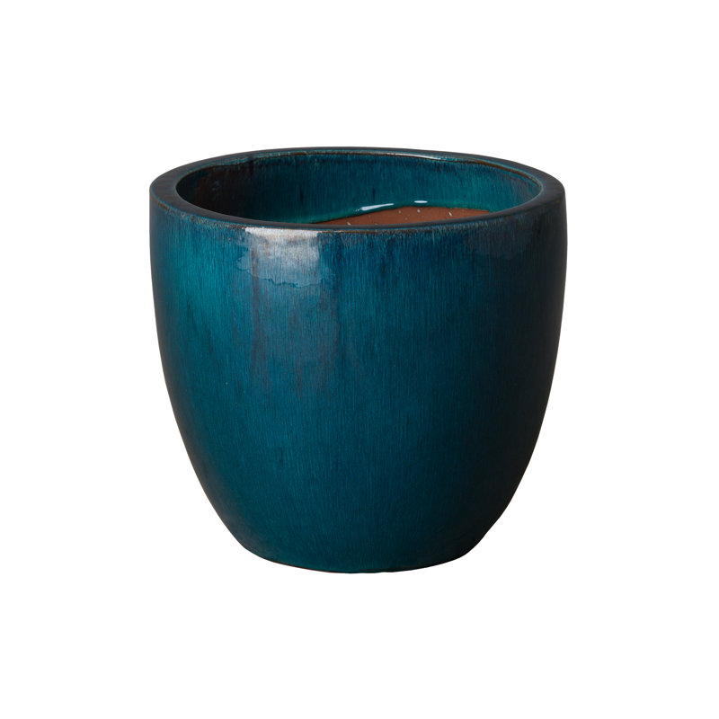 Silsbee Handmade Ceramic Planter, Teal, 19" H x 22" W x 22" D