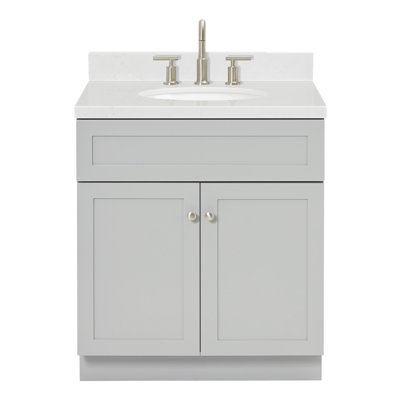 Ariel Abell 30 In. Bathroom Vanity With Carrara White Quartz Countertop 1.5 Edge In Black