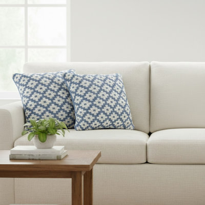Ensemble de 2 coussins en mélange de coton à formes géométriques orange