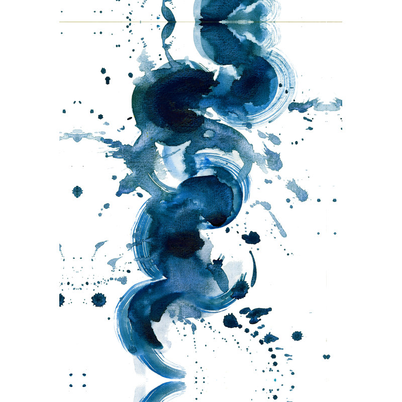 Watercolor Abstract Blues - Reproduction d'art sur toile tendue, H 48 po x l 32 po