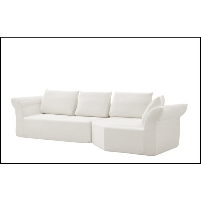 Sectional Sofa with Right Arm, Wide Armrests and Throw Pillows