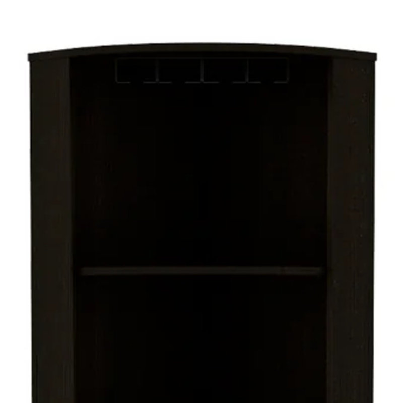 Bar d'angle 71 "en bois noir avec deux portes