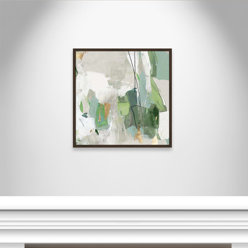 «Enchanted Emerald II» par Tom Reeves, H 27,5 po x l 27,5 po x P 0,75 po, Noyer avec cadre fin