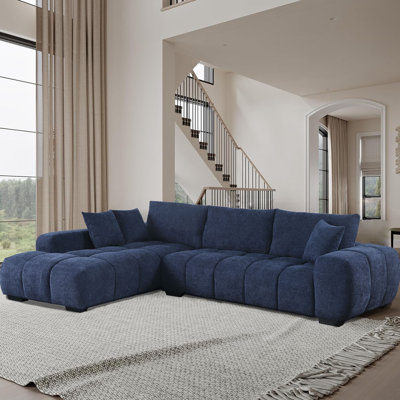 Swapan Modern Chenille Couch Sofa Sectional with Deep Tufted Seat by Latitude Run