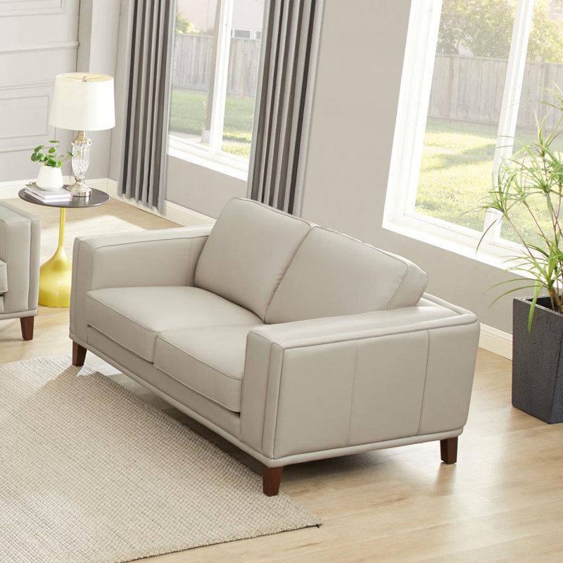 Causeuse en cuir véritable 65,5 po Ishaac