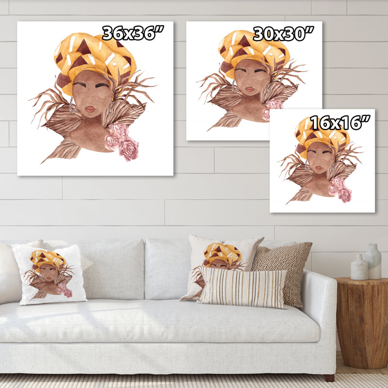 «Afro-américaine», fleurs séchées, feuilles III - impression d'art sur toile Glam 2, H 16 po x l 16 po x P 1 po