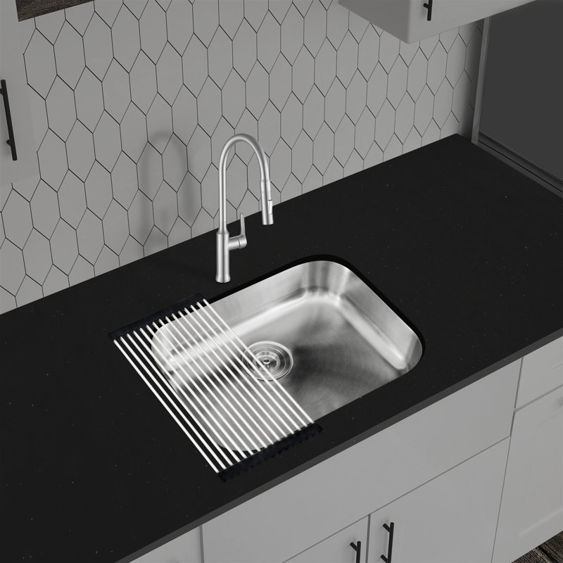 KBFmore Bowl Stainless Steel Kitchen Sink with Accessories, 23"L x 18"W x 5.5"H - Single Bowl, 5 Piece