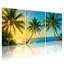 Palmiers, palmiers tropicaux, coucher de soleil, scène de plage, ensemble de 3 reproductions d'art sur toile-1341577301