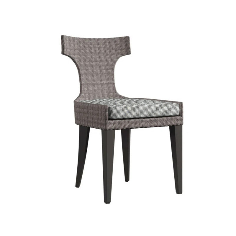 Sarasota Patio Dining Side Chair with Cushion, Light Grey/Dark Grey Linen 6032-110