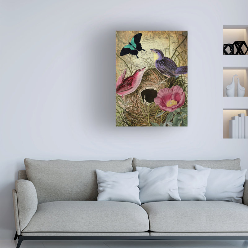 Art sur toile bolivien, pétales et ailes IV, H 24 po x l 18 po