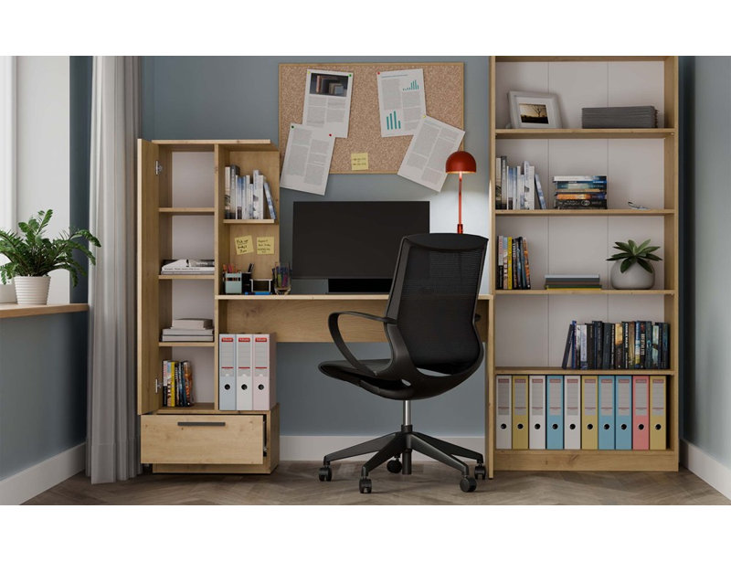 Todo Desk with Tall Bookcase