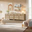 Commode à 7 tiroirs avec poignées dorées et commode de chambre à coucher Boho de 51 po Pomodoro-852454782