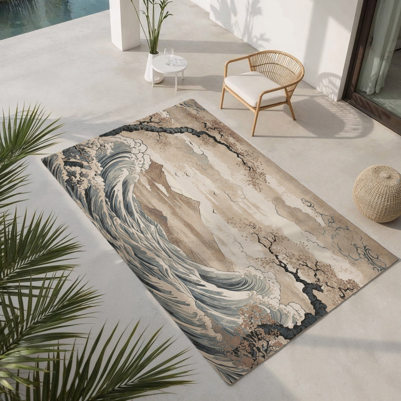 Crimson Mist Indoor And Outdoor Area Rug, Rectangle 1'6" x 2'6"
