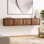 Meuble télé flottant, armoire murale avec portes coulissantes pour le salon, table de chevet moderne sans mains pour la chambre à coucher (ensemble de 2)