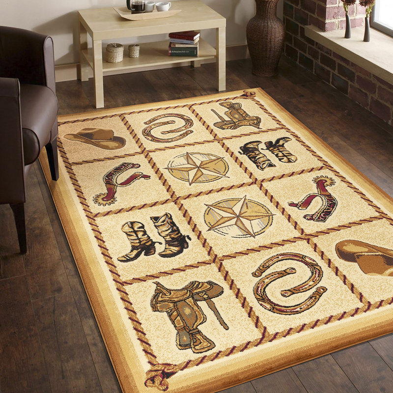 Tribes Beige  Southwest Area Rug, Rectangle 7'10" x 10'3"