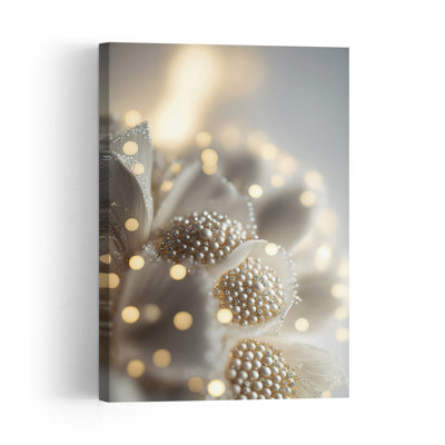 Pearl Blossom Dream Delicate Elegant Ethereal Flower Wall Art Print 1 Piece Wrapped Canvas Wall Art