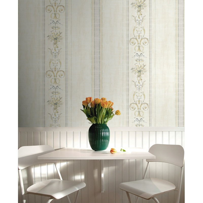 Papier peint Seabrook Designs, Ivoire / bleu / gris / vert