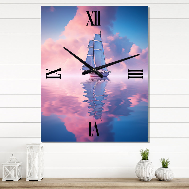 Horloge murale voilier rose, Petit