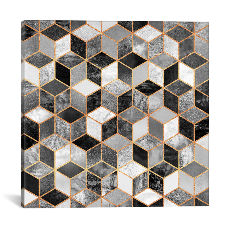 «Black and White Cubes», impression sur toile tendue, H 26 po x l 26 po x P 1,5 po, Toile