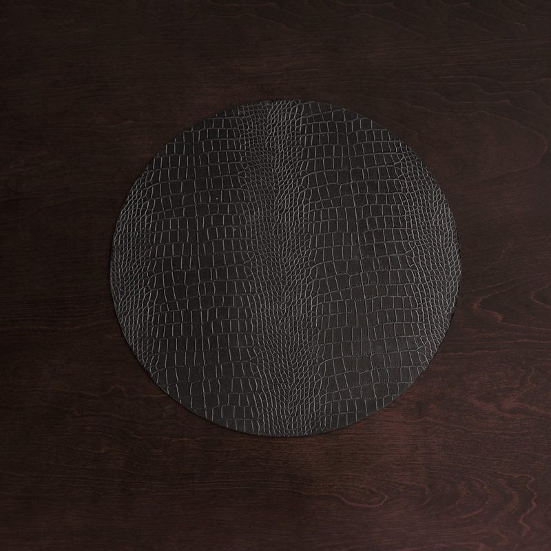 VIDA Snakeskin Reversible Round Placemats, 16" W x 16" L, Black/Gray