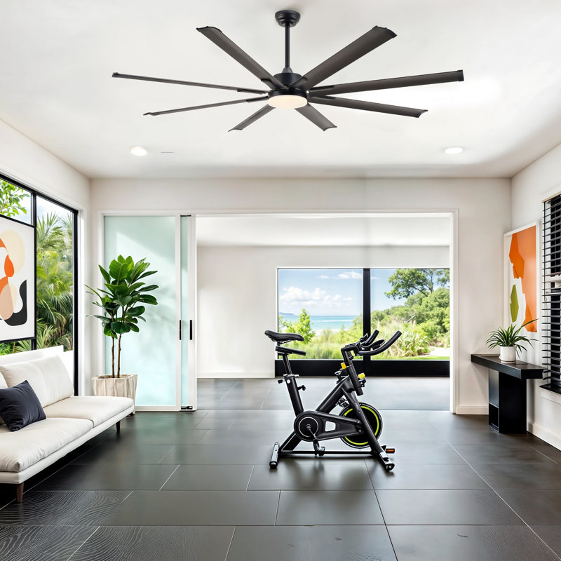 72" 6 - Blade Aluminum LED Ceiling Fan with Dimmable Light and Remote, Bronze, Bronze