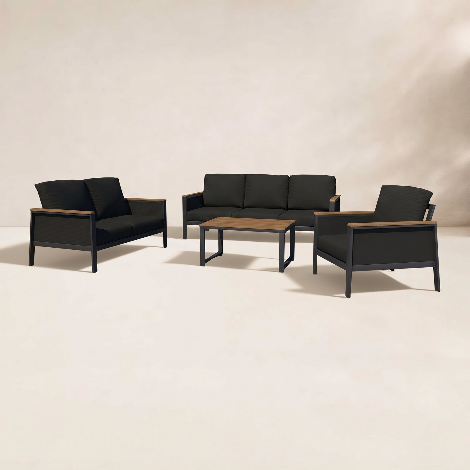 Townsend 8-Person Patio Seating Group, Canvas Black