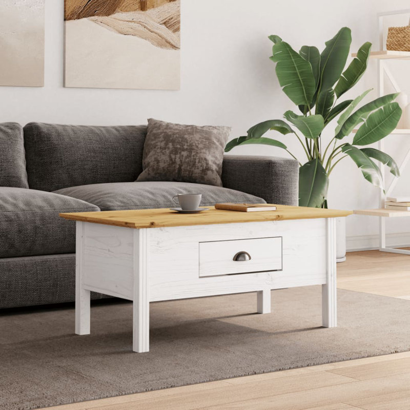 Bavaria Coffee Table BODO 100X55x46 Cm Solid Wood Pine, White, White
