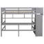 Lit mezzanine gris avec bureau, tablettes de rangement et escalier à accès fiable pour une chambre double - Améliorez l'organisation de votre chambre à coucher-2072199193