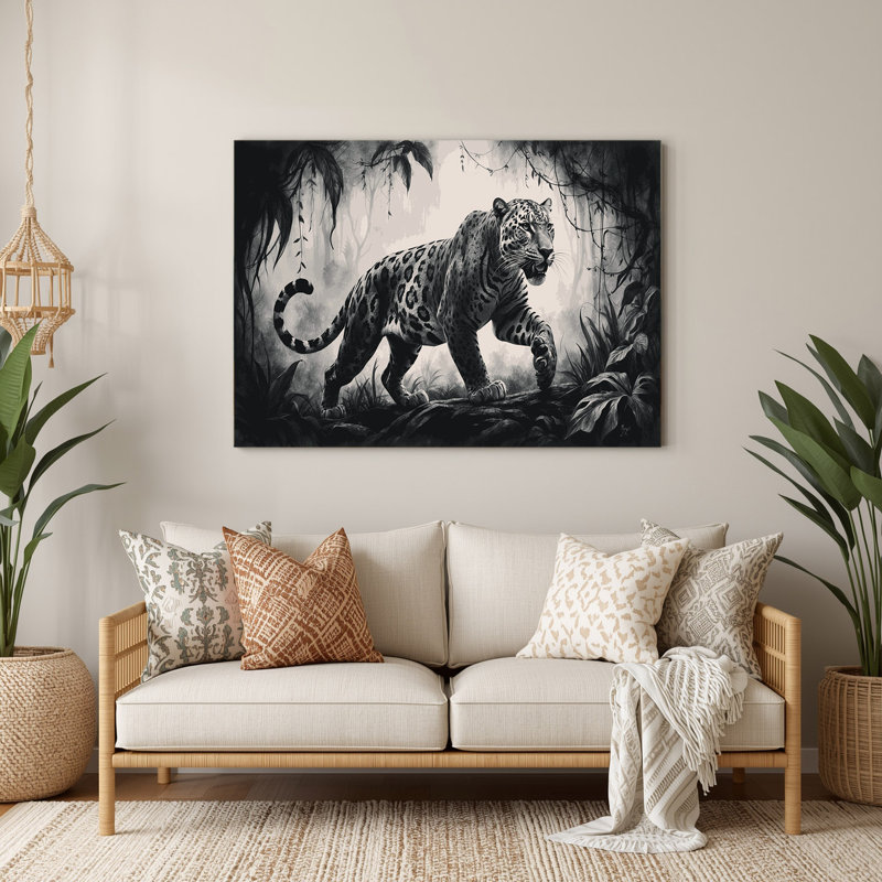 Art mural en métal noir Wildlife Jaguar, H 11 po x l 14 po