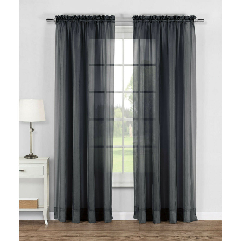Louth Sheer Curtain Pair, Black