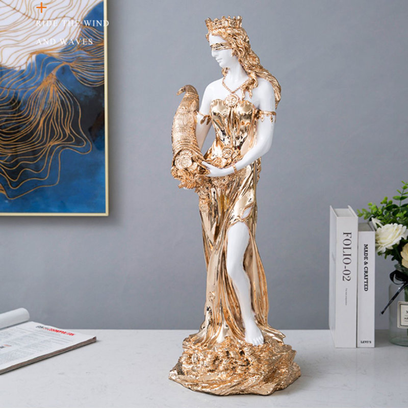 European-Style Wealth Goddess Resin Decorative Item, Gold/White