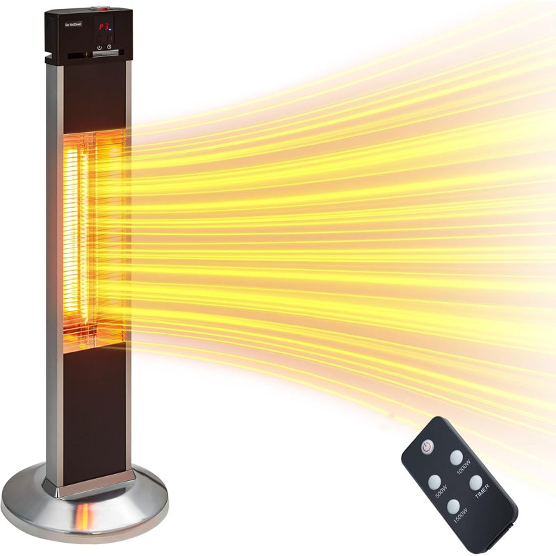 Outdoor Patio Heater, 1500W Portable Garden Outdoor Heater With Rmote Control & 24 Timer, 3 Heating Level (500W/1000W/1500W)