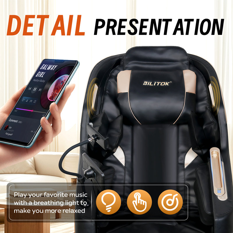 Fauteuil de massage inclinable à gravité zéro avec pression d'air complète