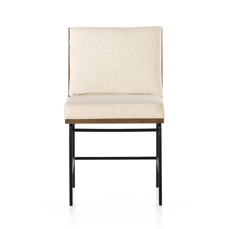 Crete Polyester Blend Upholstered Side Chair, Savile Flax/Amber Oak