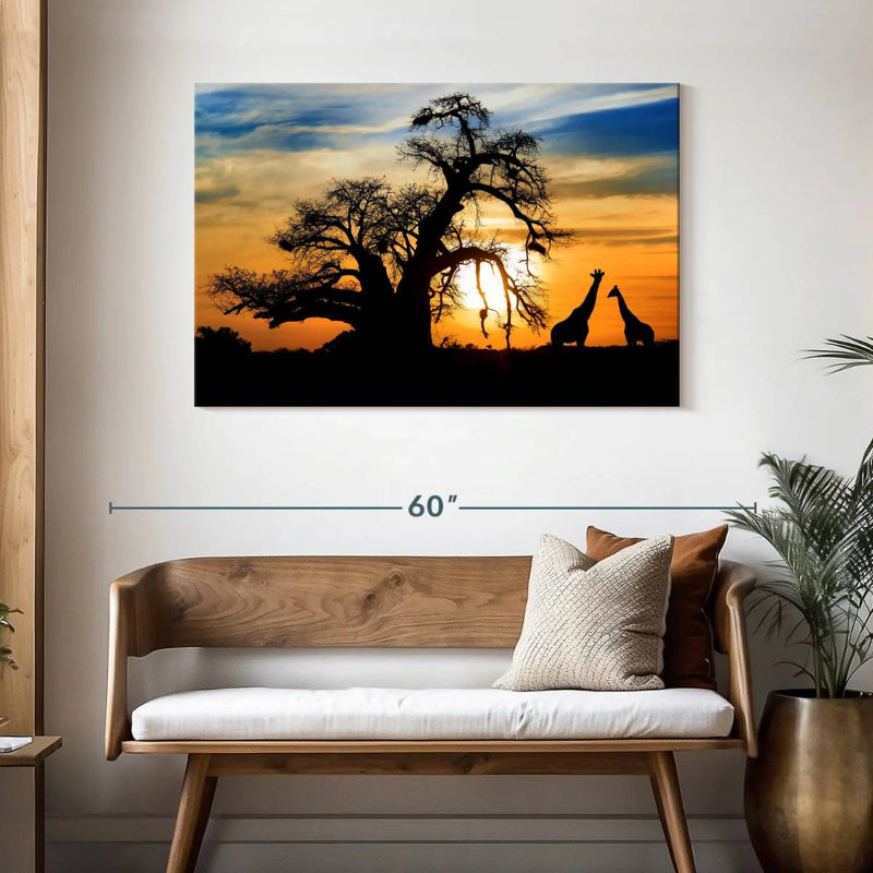 Brampt African Sunset Giraffes, 30" H x 45" W